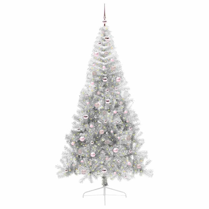 Albero di Natale Artificiale-Albero Natalizio con luci integrate Argento 240 cm 647033