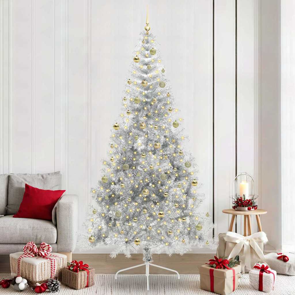 Albero di Natale artificiale con luci integrate Argento 240 cm 3397236