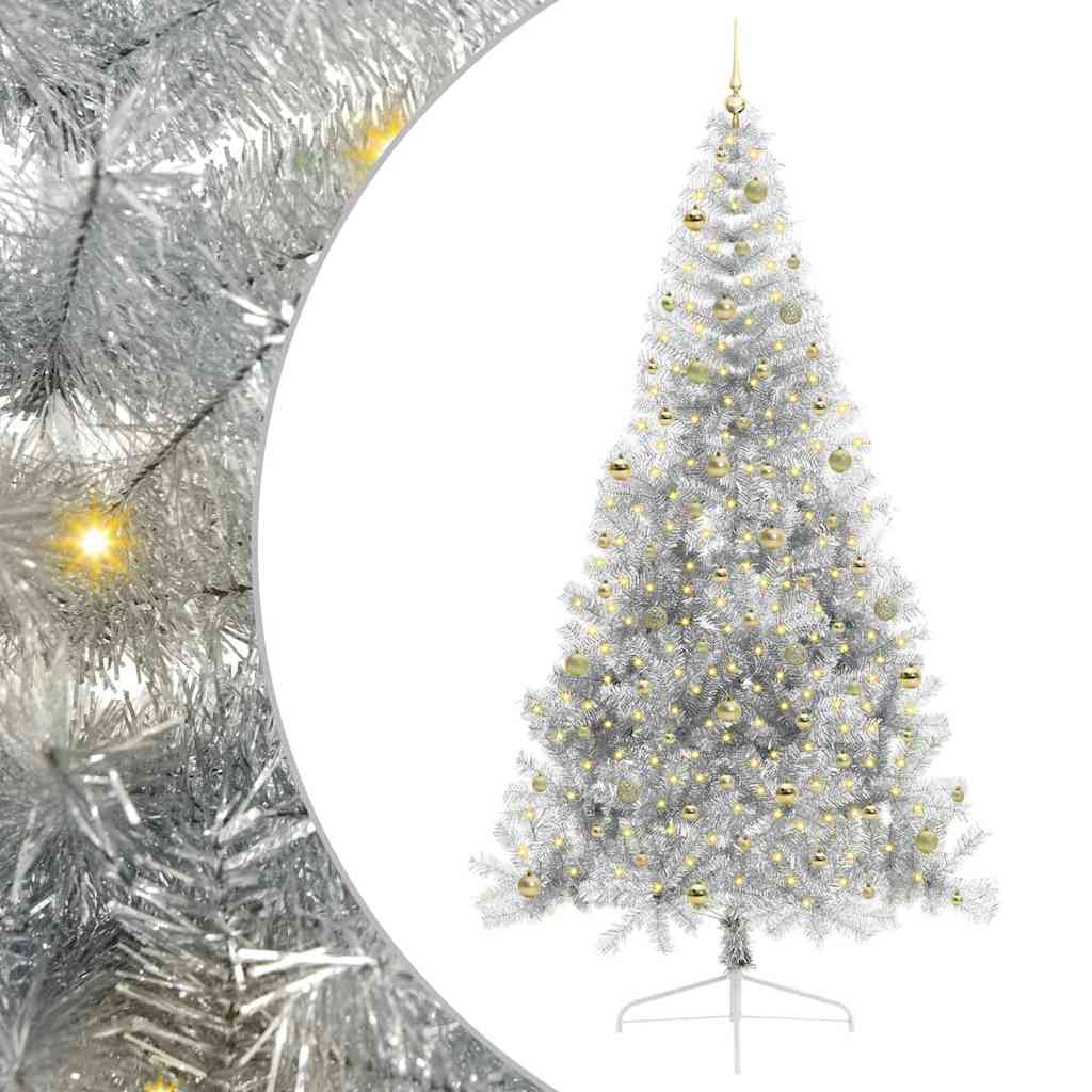 Albero di Natale artificiale con luci integrate Argento 240 cm 3397236