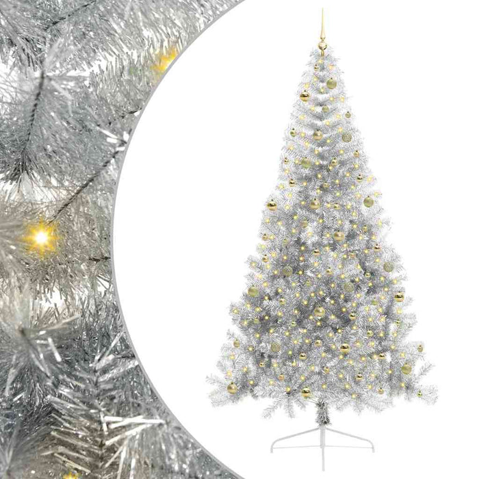 Albero di Natale artificiale con luci integrate Argento 240 cm 3397236