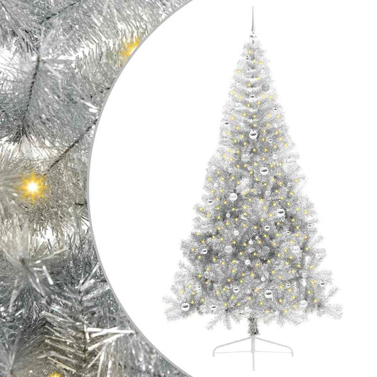 Albero di Natale artificiale con luci integrate Argento 240 cm 3397237