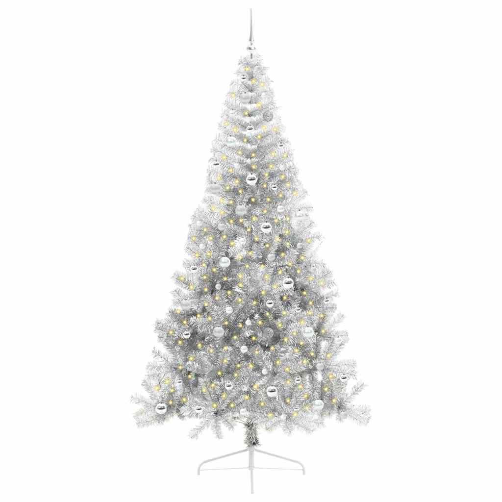 Albero di Natale artificiale con luci integrate Argento 240 cm 3397237