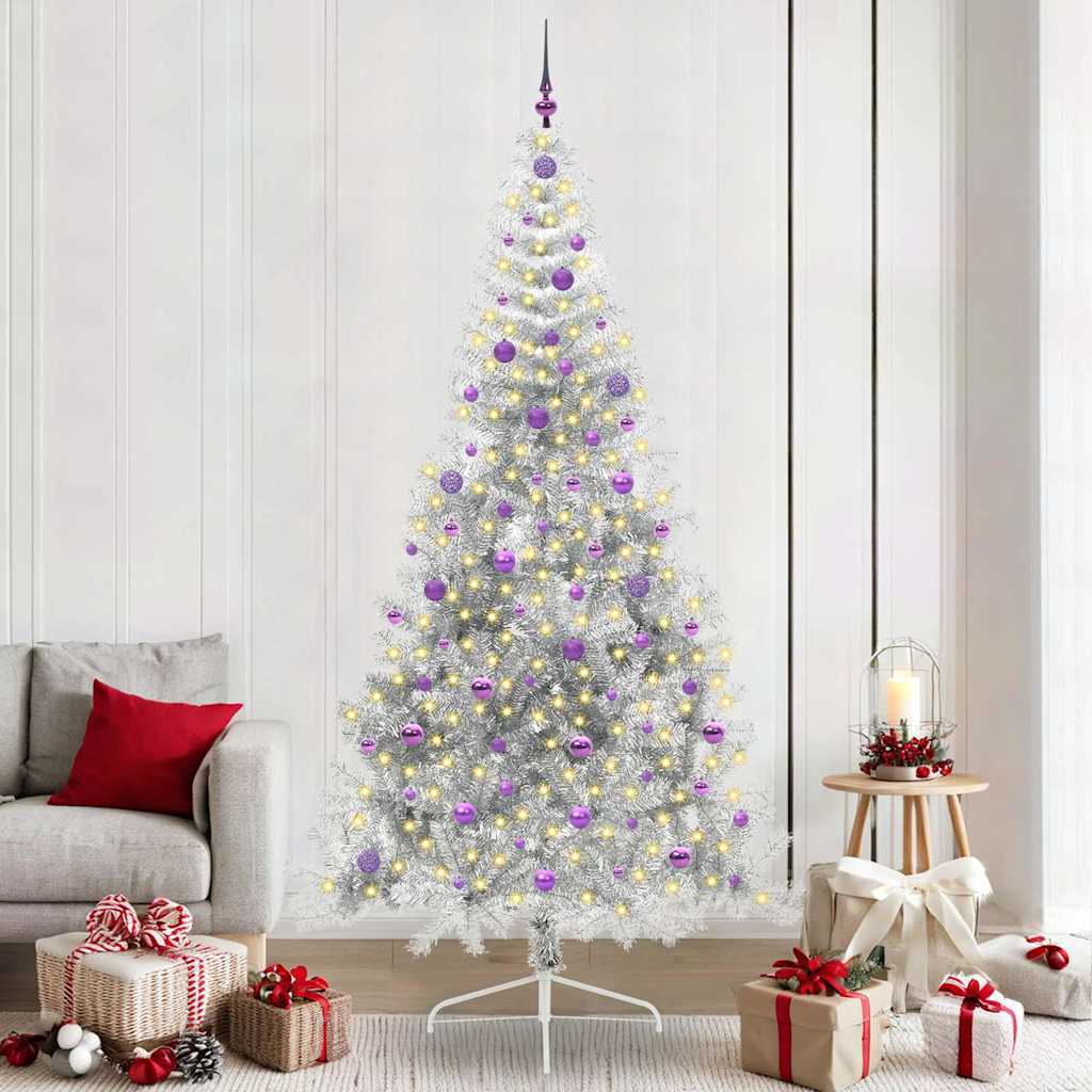 Albero di Natale artificiale con luci integrate Argento 240 cm 3397238