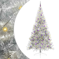 Albero di Natale Artificiale-Albero Natalizio con luci integrate Argento 240 cm 359166