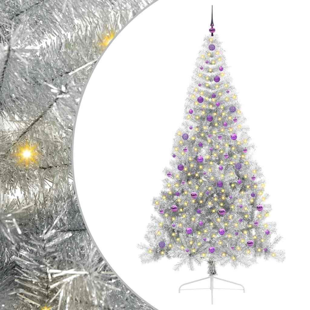 Albero di Natale artificiale con luci integrate Argento 240 cm 3397238