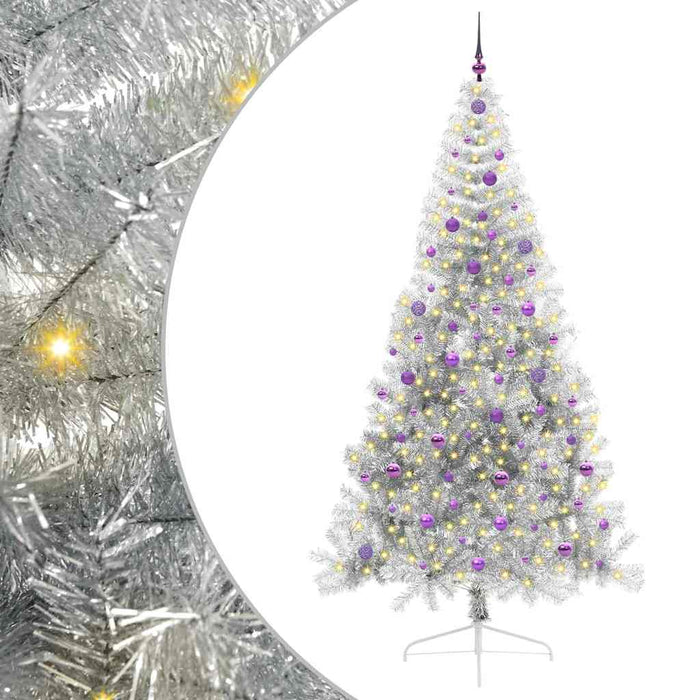 Albero di Natale artificiale con luci integrate Argento 240 cm 3397238