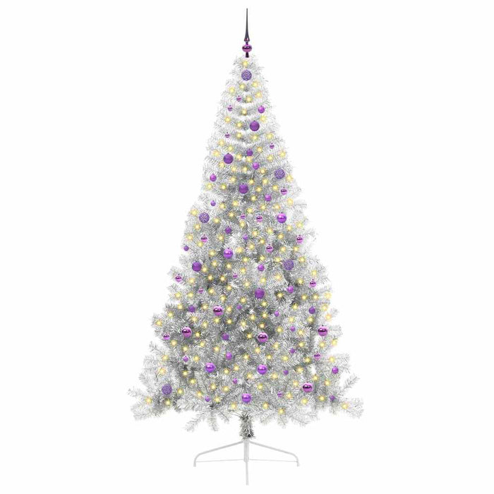 Albero di Natale artificiale con luci integrate Argento 240 cm 3397238