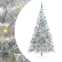 Albero di Natale Artificiale-Albero Natalizio con luci integrate Argento 240 cm 517407