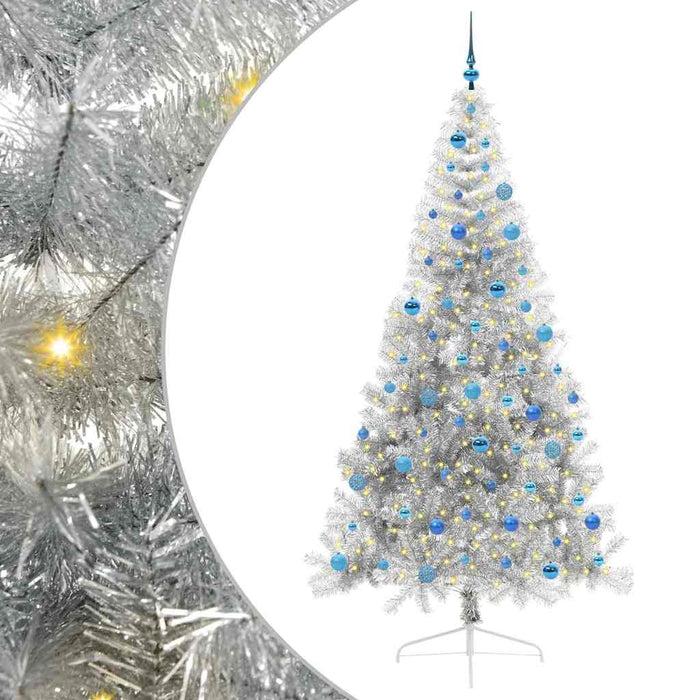 Albero di Natale artificiale con luci integrate Argento 240 cm 3397239