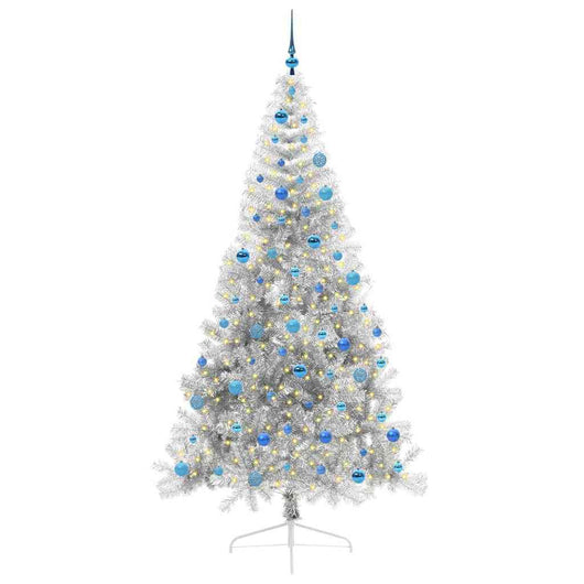 Albero di Natale Artificiale-Albero Natalizio con luci integrate Argento 240 cm 517407