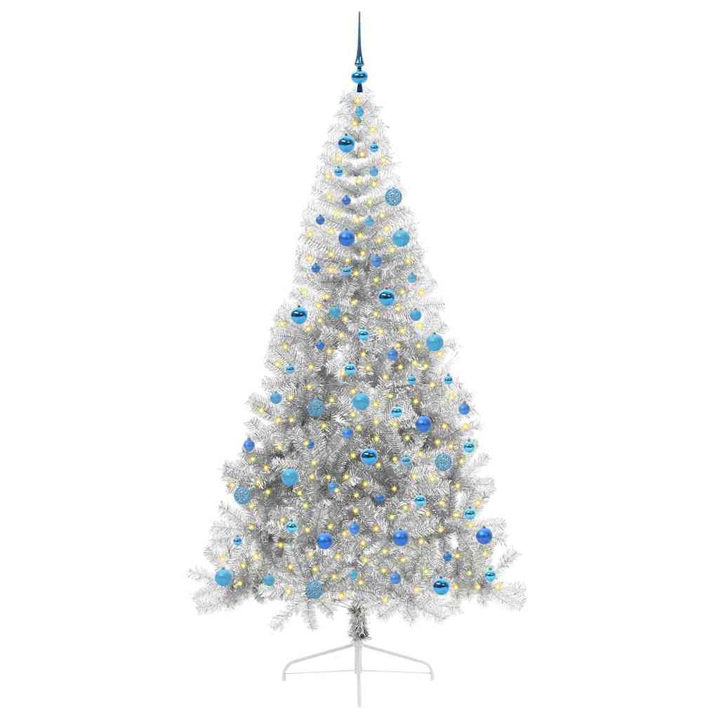 Albero di Natale artificiale con luci integrate Argento 240 cm 3397239