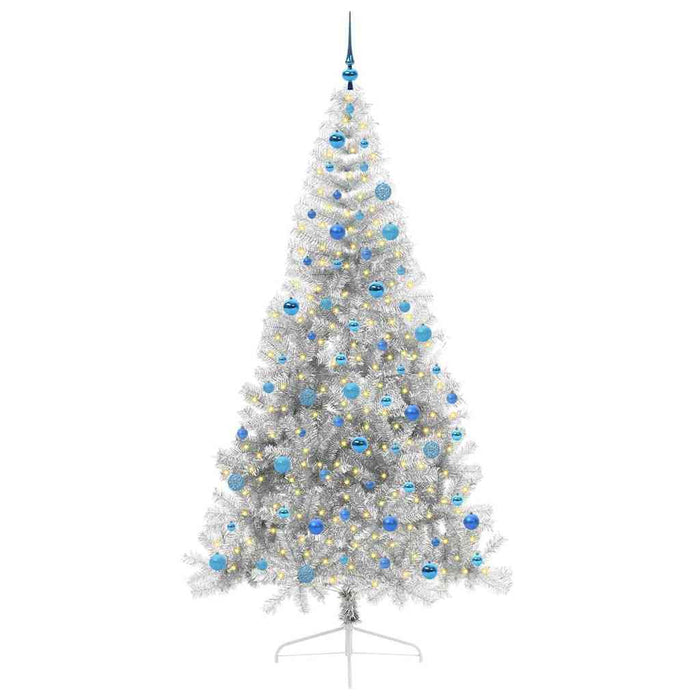 Albero di Natale artificiale con luci integrate Argento 240 cm 3397239