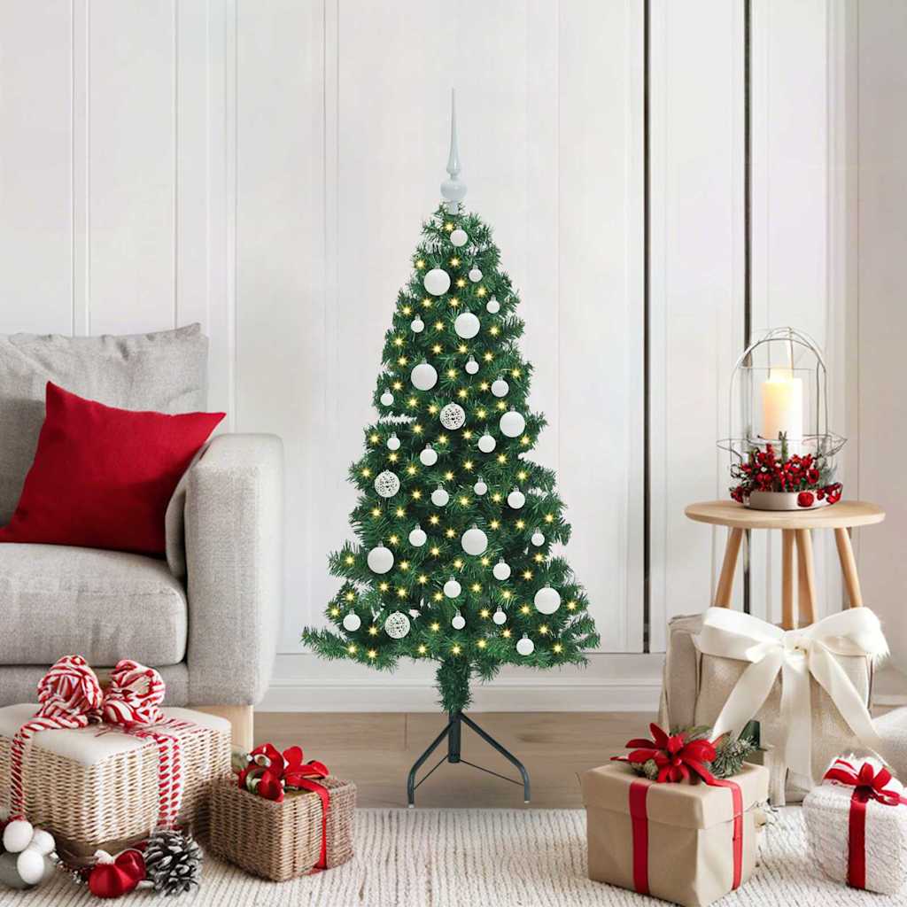 Albero di Natale Artificiale Angolare con 150 LED Verde 120 cm 3397244