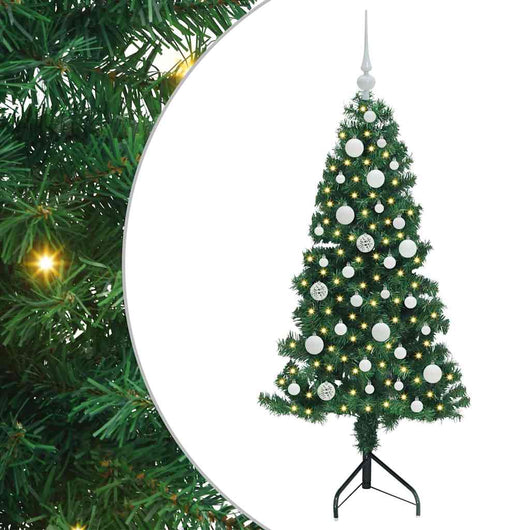 Albero di Natale Artificiale Angolare con 150 LED Verde 120 cm 3397244