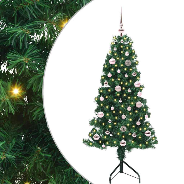 Albero di Natale Artificiale Angolare con 150 LED Verde 150 cm 3397252