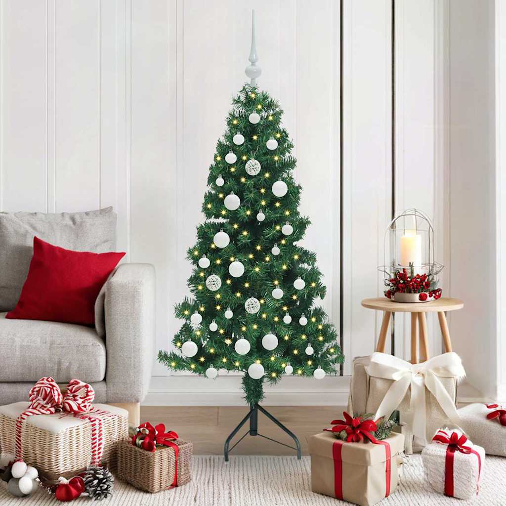 Albero di Natale Artificiale Angolare con 150 LED Verde 150 cm 3397253