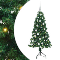 Albero di Natale Artificiale Angolare con 150 LED Verde 150 cm 3397253