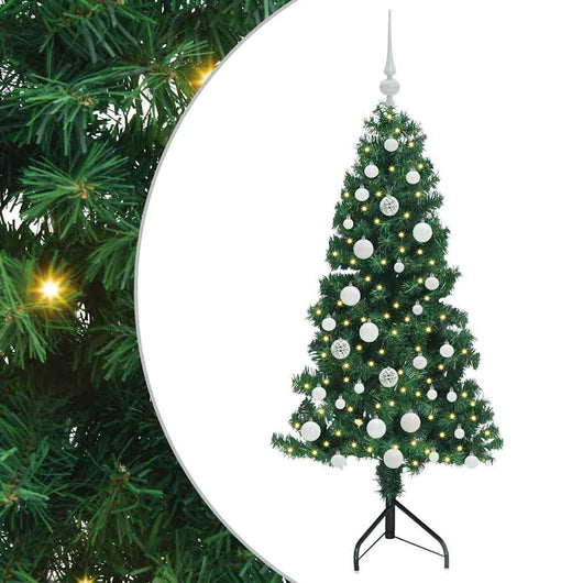 Albero di Natale Artificiale Angolare con 150 LED Verde 150 cm 3397253