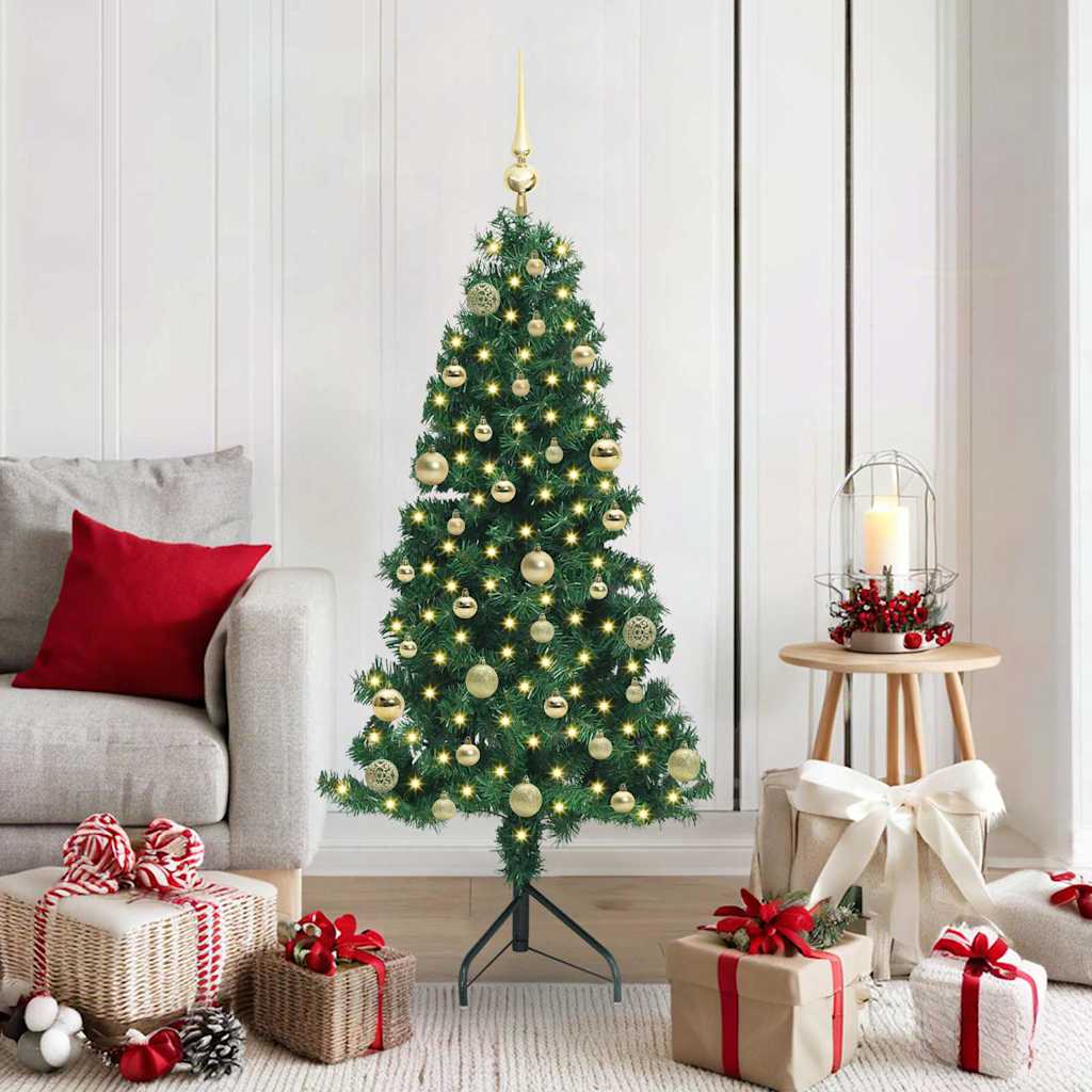 Albero di Natale Artificiale Angolare con 150 LED Verde 150 cm 3397254