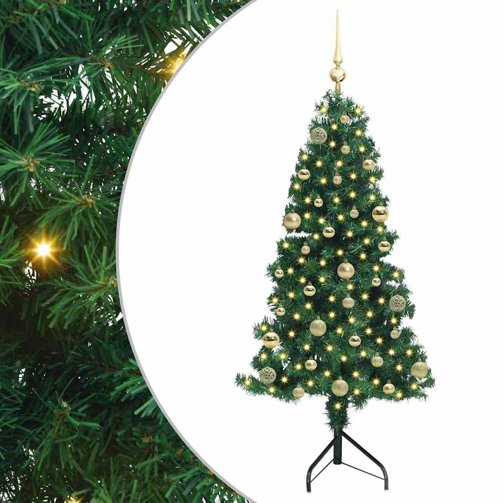 Albero di Natale Artificiale Angolare con 150 LED Verde 150 cm 3397254