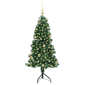 Albero di Natale Artificiale Angolare con 150 LED Verde 150 cm 3397254