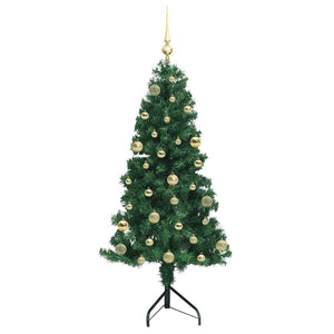 Albero di Natale Artificiale Angolare con 150 LED Verde 150 cm 3397254