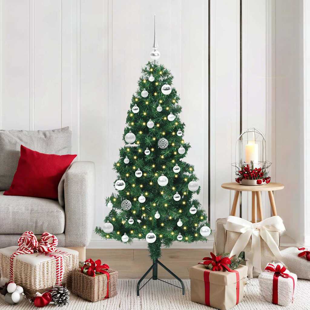 Albero di Natale Artificiale Angolare con 150 LED Verde 150 cm 3397255