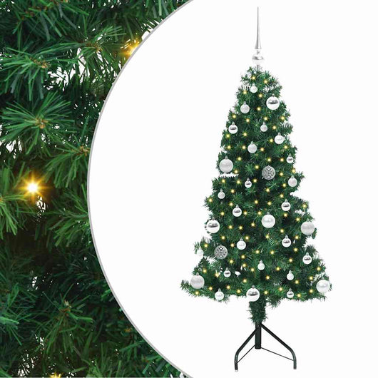 Albero di Natale Artificiale Angolare con 150 LED Verde 150 cm 3397255