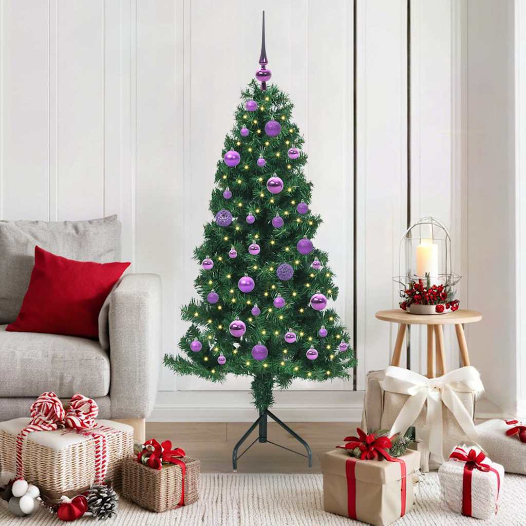 Albero di Natale Artificiale Angolare con 150 LED Verde 150 cm 3397256