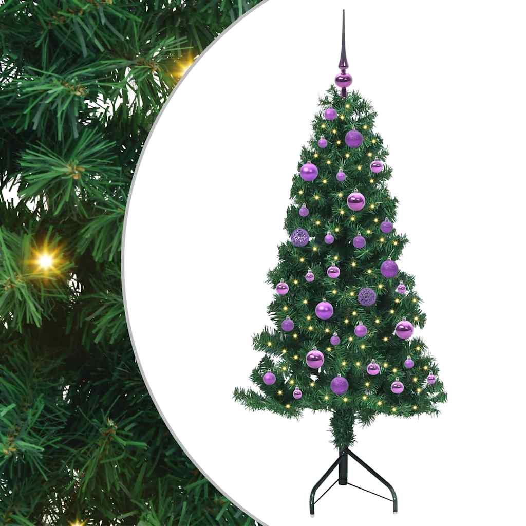 Albero di Natale Artificiale Angolare con 150 LED Verde 150 cm 3397256