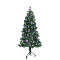Albero di Natale Artificiale Angolare con 150 LED Verde 150 cm 3397256