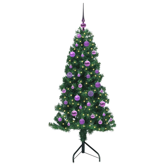 Albero di Natale Artificiale Angolare con 150 LED Verde 150 cm 3397256