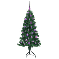 Albero di Natale Artificiale Angolare con 150 LED Verde 150 cm 3397256