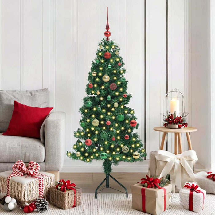 Albero di Natale Artificiale Angolare con 150 LED Verde 150 cm 3397258