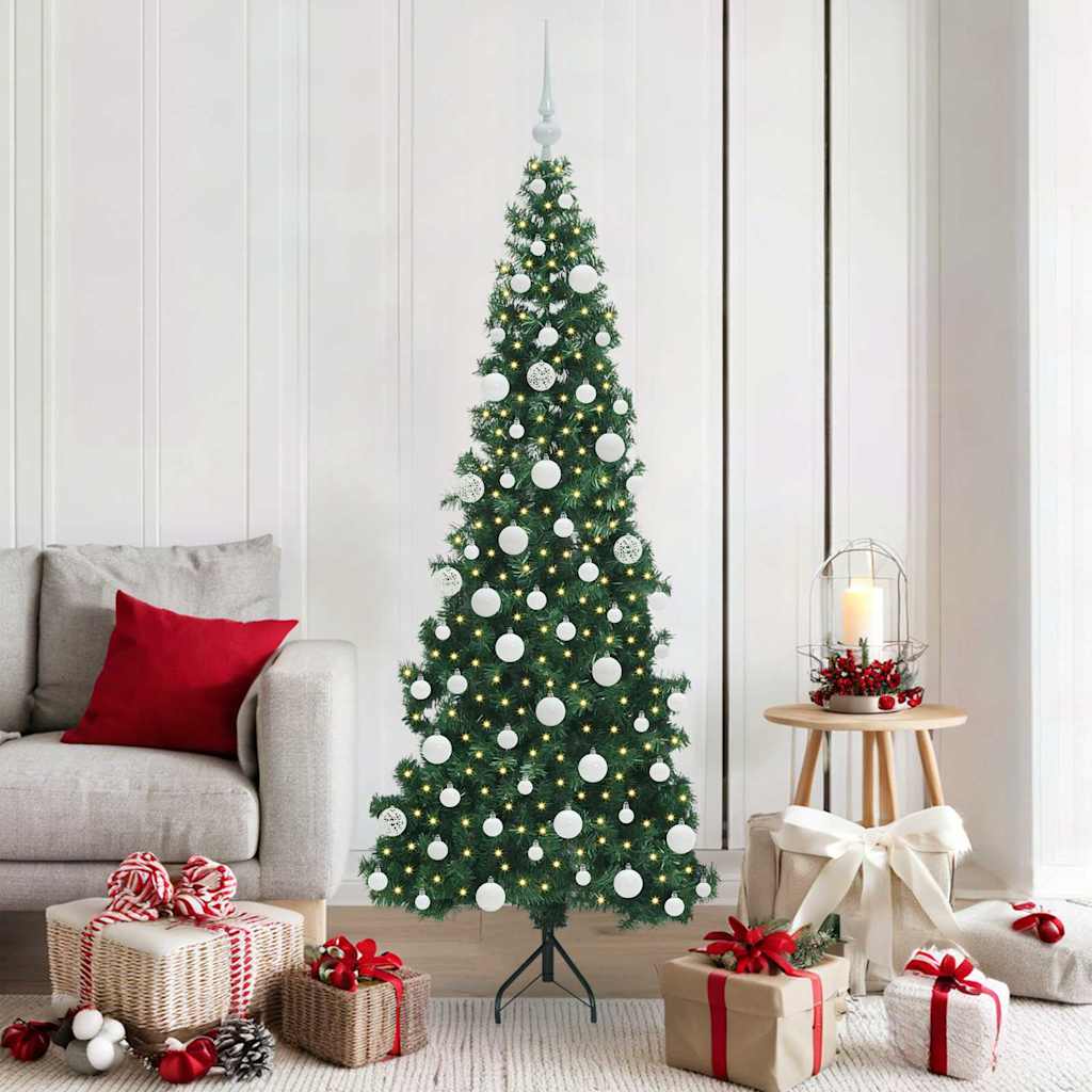 Albero di Natale Artificiale Angolare con 300 LED Verde 180 cm 3397266