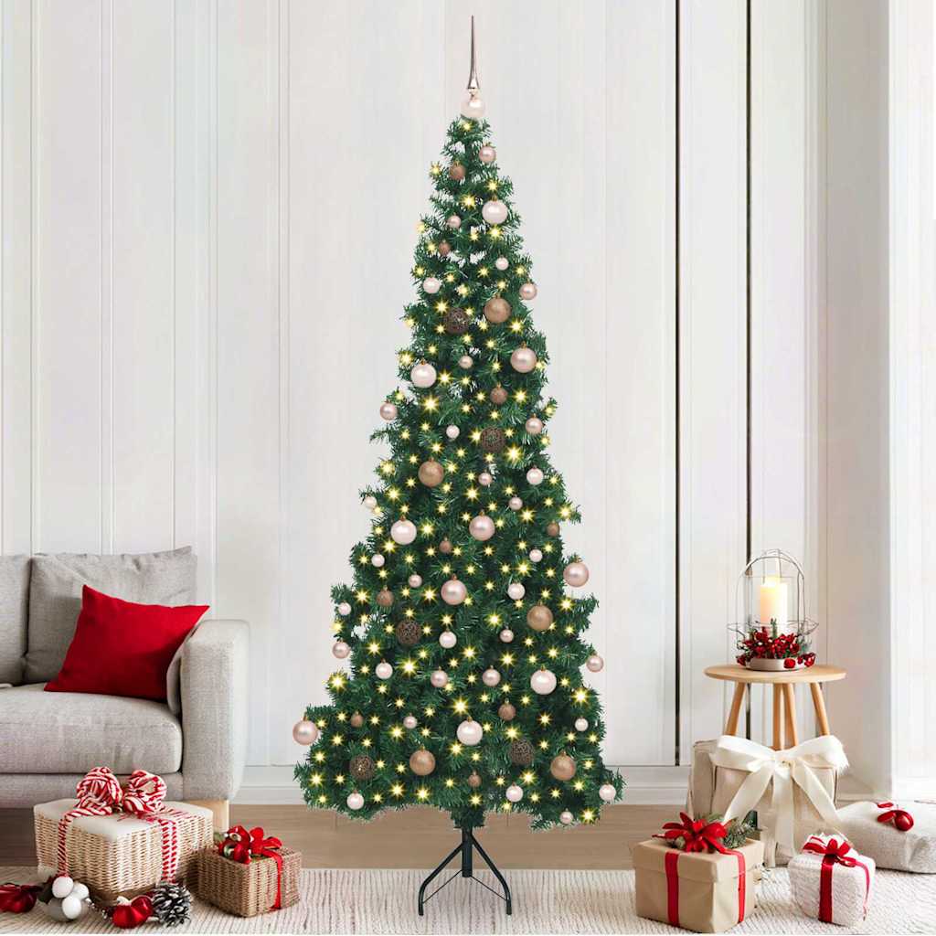 Albero di Natale Artificiale Angolare con 300 LED Verde 210 cm 3397274