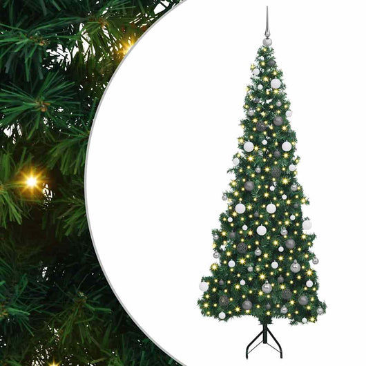 Albero di Natale Artificiale Angolare con 300 LED Verde 210 cm 3397275