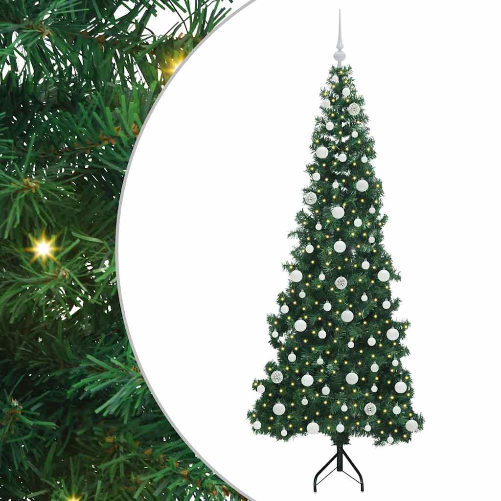 Albero di Natale Artificiale Angolare con 300 LED Verde 210 cm 3397279
