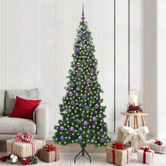Albero di Natale Artificiale Angolare con 300 LED Verde 210 cm 3397282
