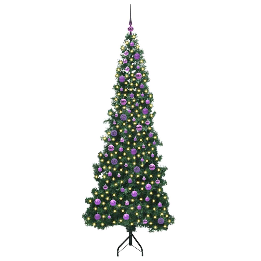 Albero di Natale Artificiale Angolare con 300 LED Verde 210 cm 3397282