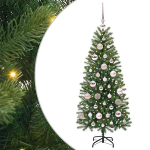 Albero di Natale Artificiale-Albero Natalizio con 150 LED Verde 120 cm PE e PVC 335856