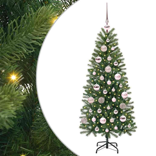 Albero di Natale Artificiale-Albero Natalizio con 150 LED Verde 120 cm PE e PVC 335856