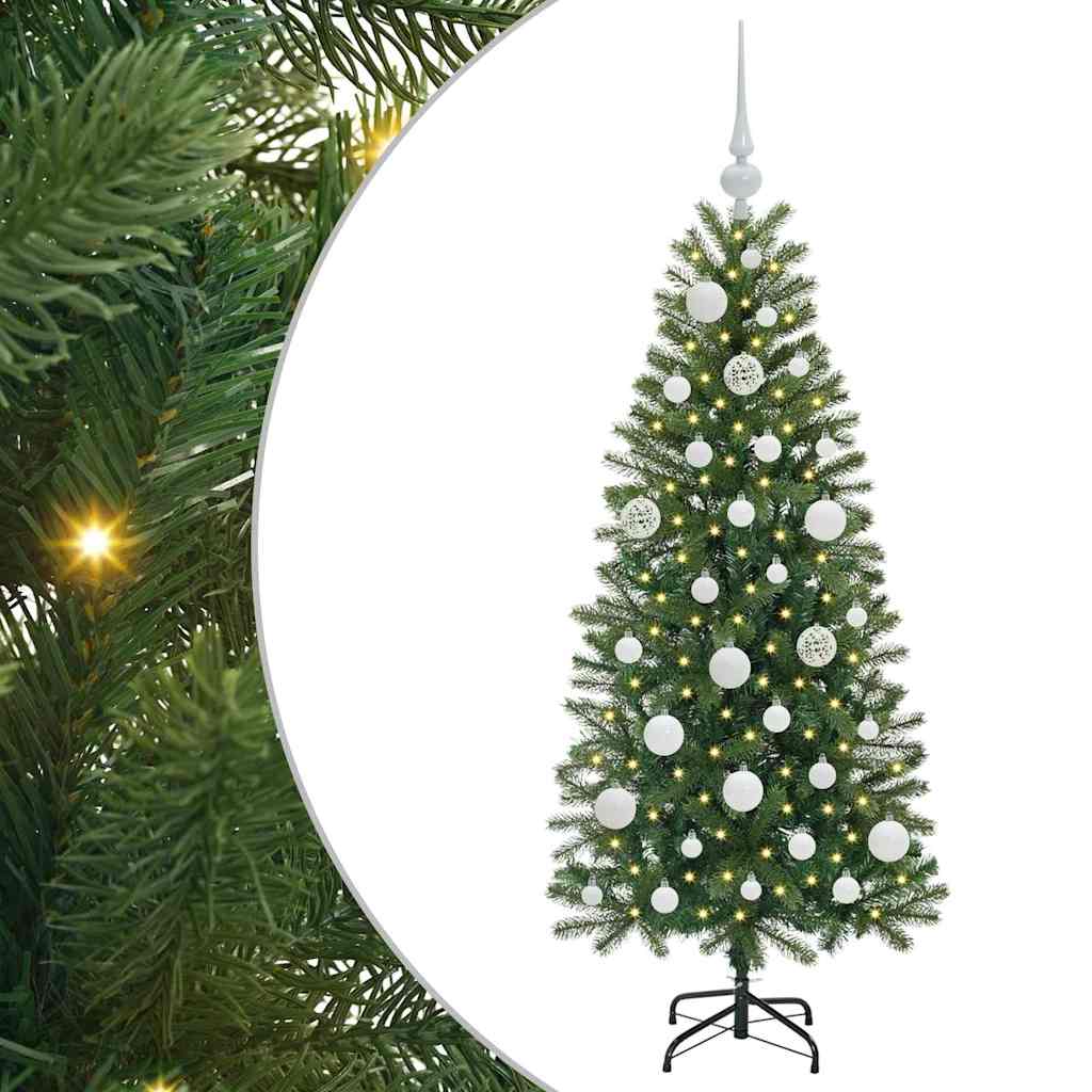Albero di Natale Artificiale-Albero Natalizio con 150 LED Verde 120 cm PE e PVC 491753
