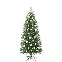 Albero di Natale Artificiale-Albero Natalizio con 150 LED Verde 120 cm PE e PVC 491753