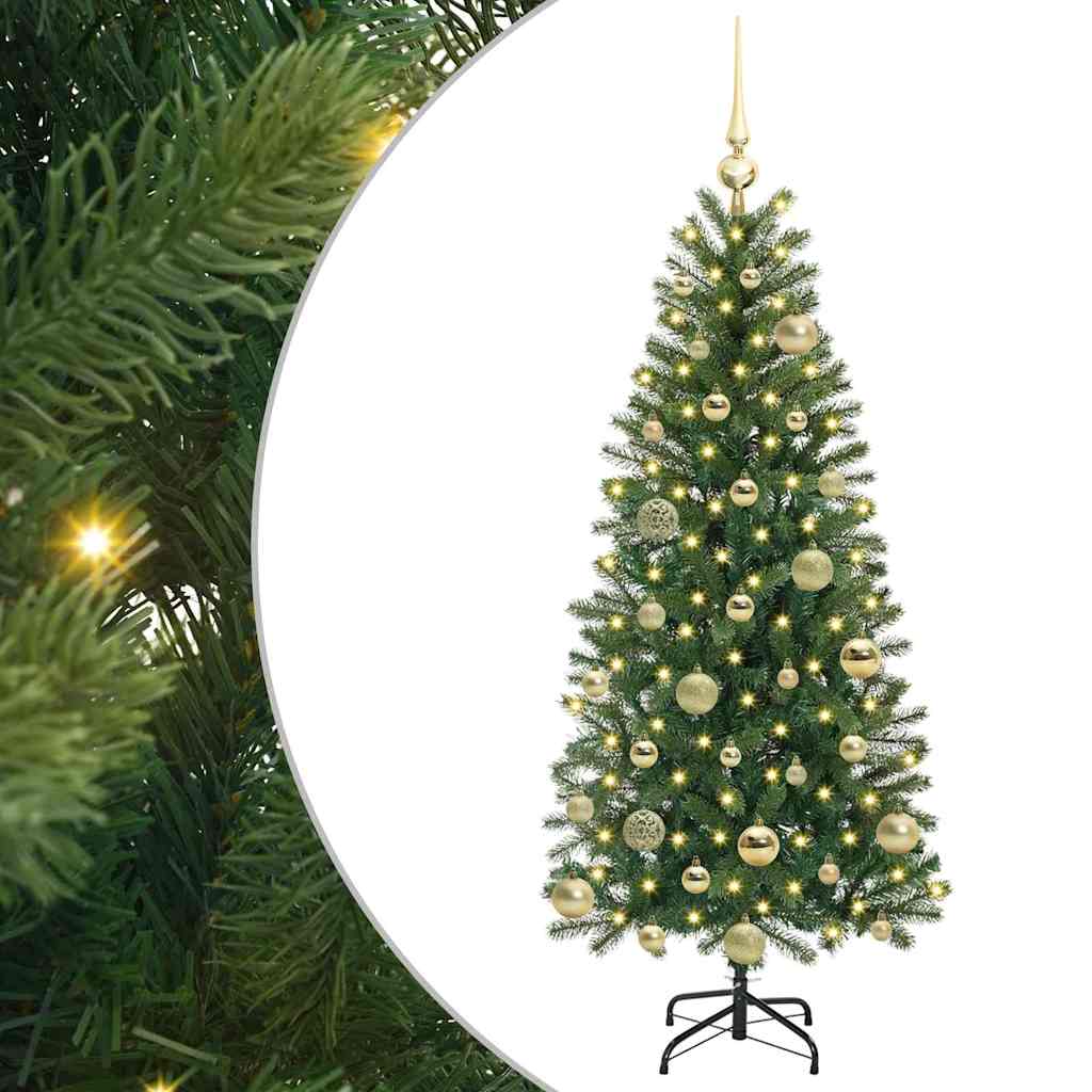 Albero di Natale Artificiale-Albero Natalizio con 150 LED Verde 120 cm PE e PVC 807670