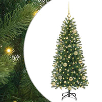 Albero di Natale Artificiale-Albero Natalizio con 150 LED Verde 120 cm PE e PVC 807670