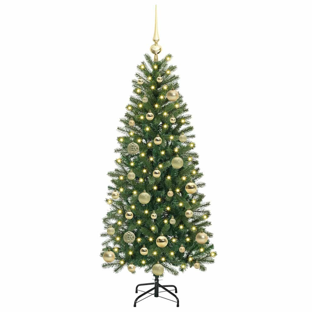 Albero di Natale Artificiale-Albero Natalizio con 150 LED Verde 120 cm PE e PVC 807670
