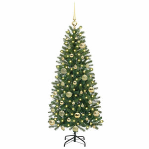 Albero di Natale Artificiale-Albero Natalizio con 150 LED Verde 120 cm PE e PVC 807670