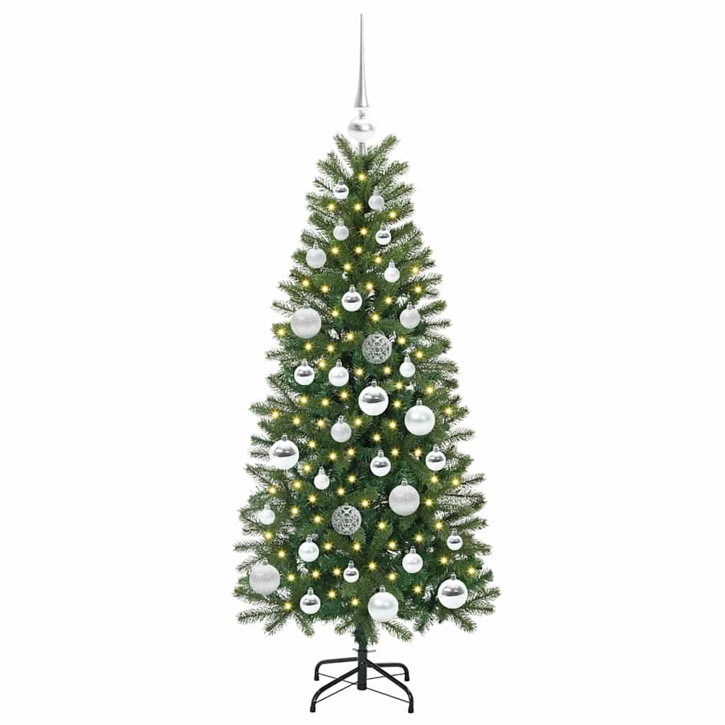 Albero di Natale Artificiale-Albero Natalizio con 150 LED Verde 120 cm PE e PVC 264101