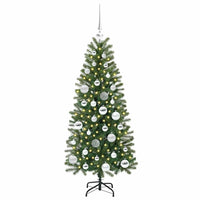 Albero di Natale Artificiale-Albero Natalizio con 150 LED Verde 120 cm PE e PVC 264101